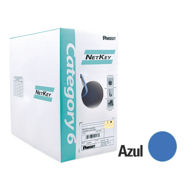 BOBINA CABLE UTP COBRE 305M CAT6 CM 24 AWG AZUL